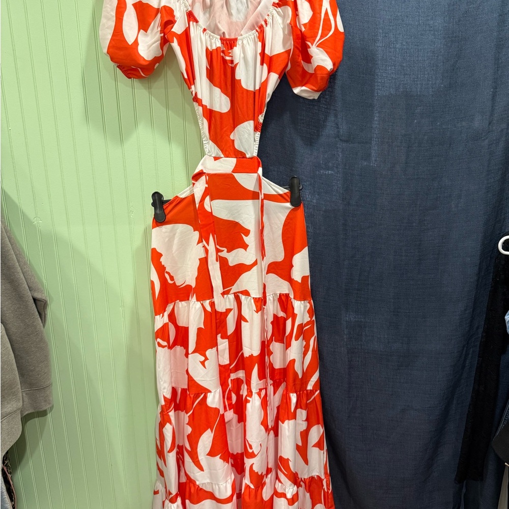Elegant white and orange Women's Dress